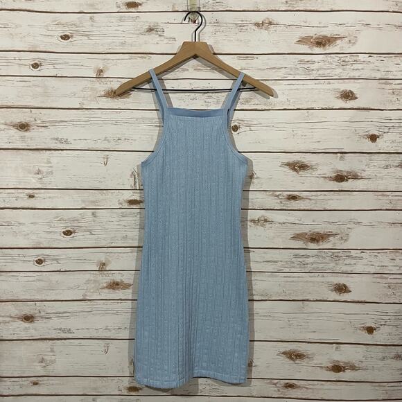 Zara Cable Weave Straight Neck Dress - Blue - Medium - Picture 1 of 9